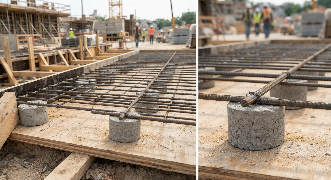 Cơ chế hoạt động của con kê cốt thép trong việc định vị lớp bảo vệ